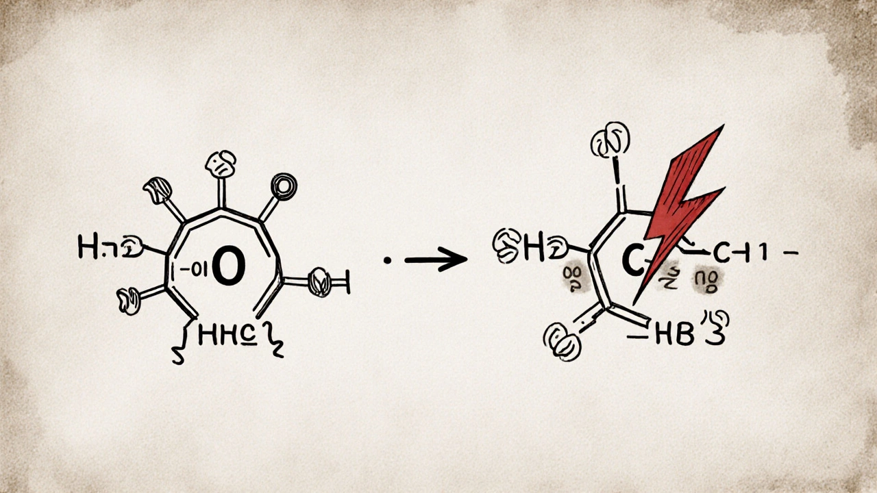 Vědecký diagram s molekulami HHC-O a HHC-P a jejich interakcí s receptorem.