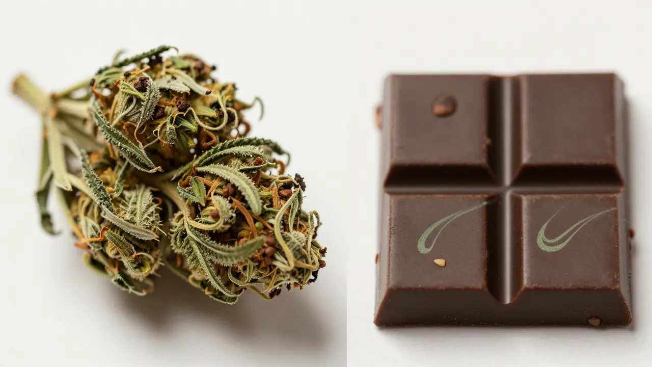 Edibles versus bud: Co je pro zdraví lepší? Porovnání konopných čokolád a sušeného květu