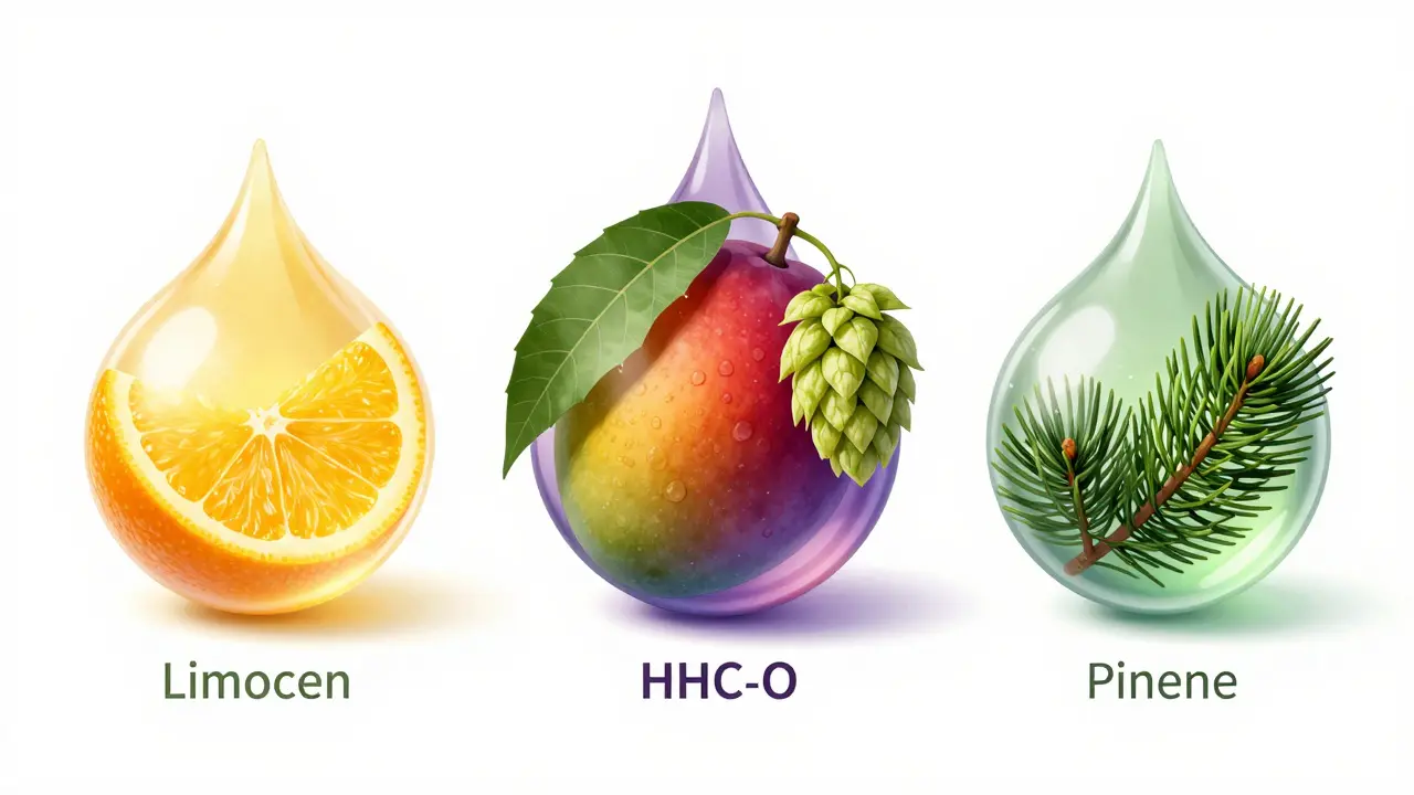 Terpeny jako mango a citrusy ovlivňující účinky kanabinoidů