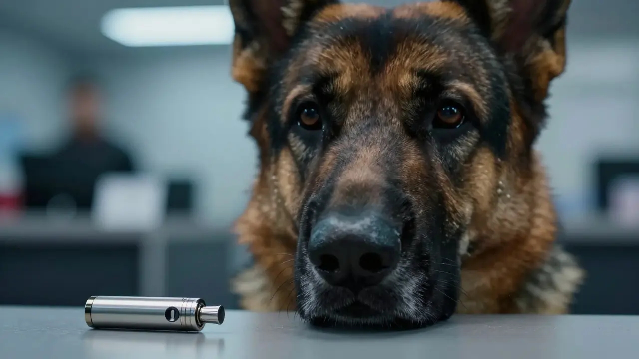 Vycvičí psy na detekci vape náplní? Pravda o CBD a THC kartuších