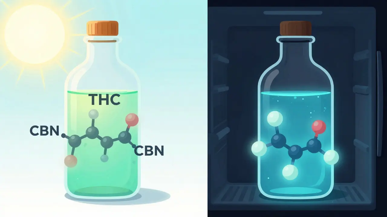Koncept zachování účinku THC chladem a temnotou