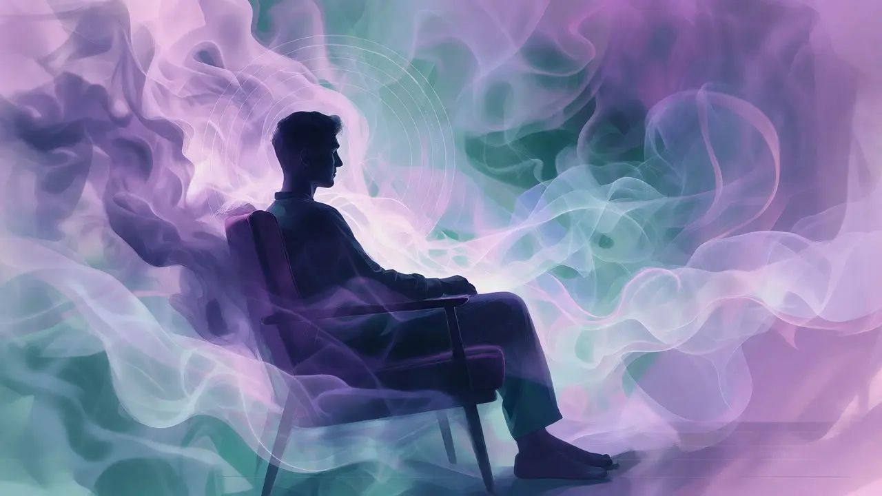 Abstraktní zobrazení relaxovaného stavu mysli po vapingu
