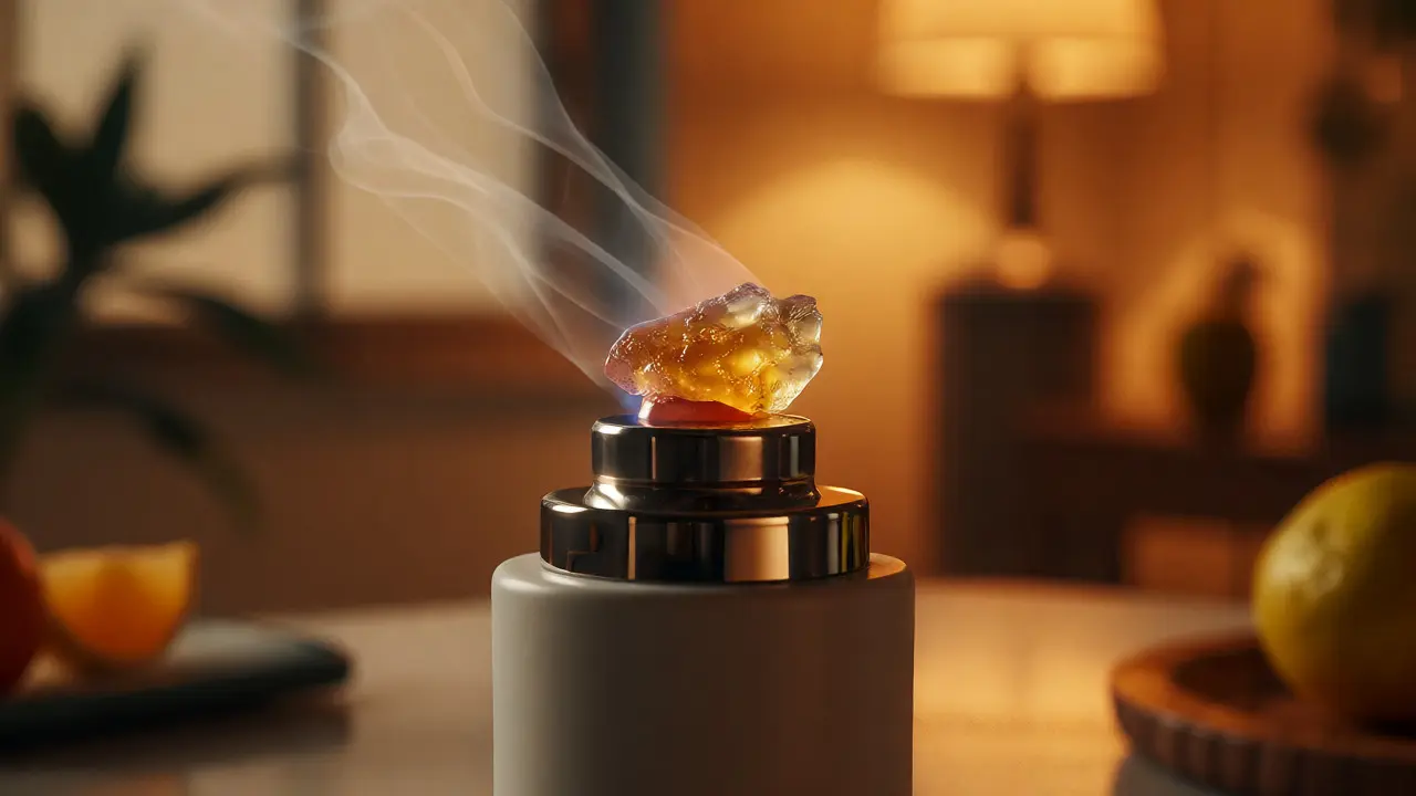 Vaporizace CBD shatteru na vyhřívaném nástavci s výparem