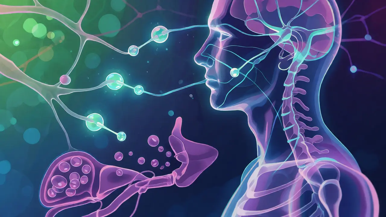 Ilustrace endokanabinoidního systému a vazby molekul CBD